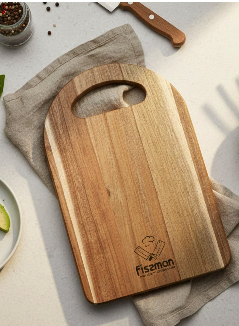 فيسمان لوح تقطيع من خشب الأكاسيا، مقاس 31×20 سم، لوح تقطيع للمطبخ مزود بفتحة للتعليق، لوح تقطيع قابل للاستخدام على الوجهين. - Image 1